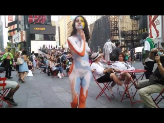 nude body painting time square nyc 2015-sd